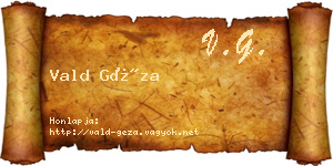 Vald Géza névjegykártya